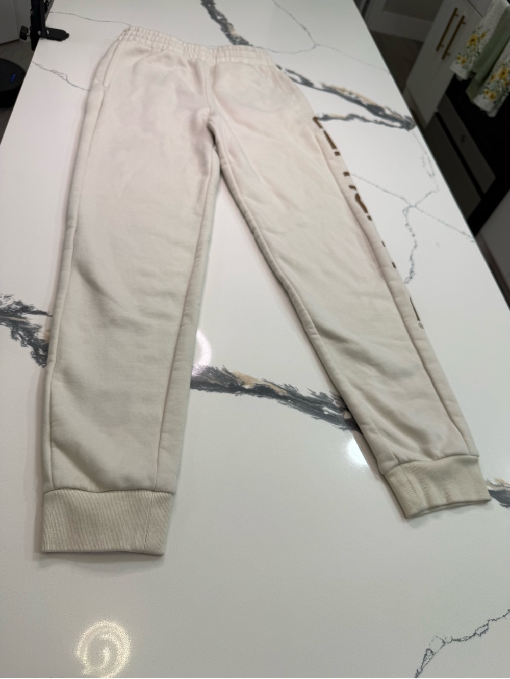 Carhartt Youth L Sweatpants Cream Off White Big Logo Joggers Fleece Kids 14-16